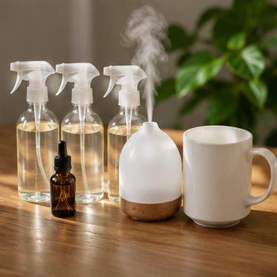 Cleaning Samples + Aromatherapy Diffuser + Ceramic Mug Bundle