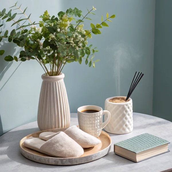ecommerce_product_405136f6.webp Ceramic Vase + Cosy Slippers + Ceramic Mug + Aromatherapy Diffuser Bundle