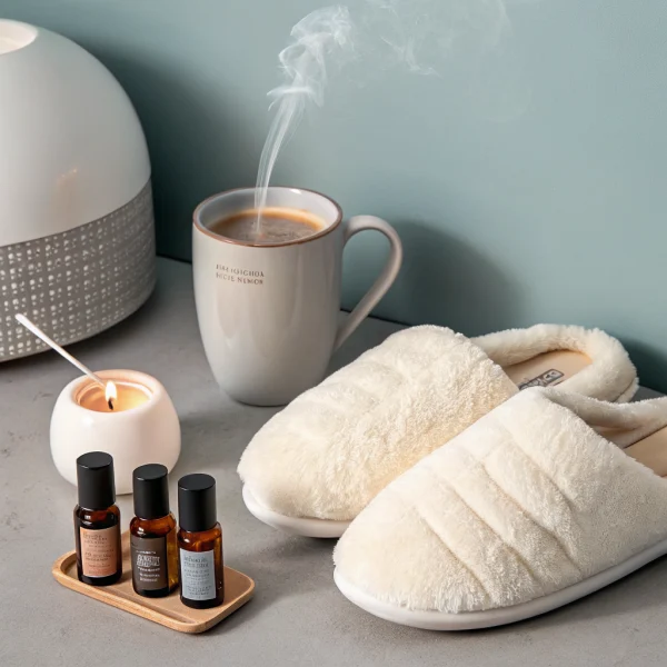 ecommerce_product_e29204ca.webp Personal Care Samples + Aromatherapy Diffuser + Cosy Slippers + Ceramic Mug Bundle